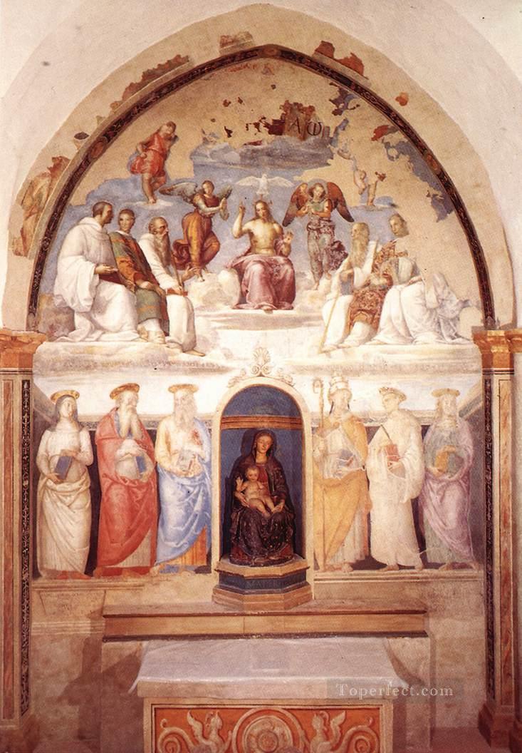 三位一体と六人の聖人 1521年 ルネサンス ピエトロ・ペルジーノ油絵